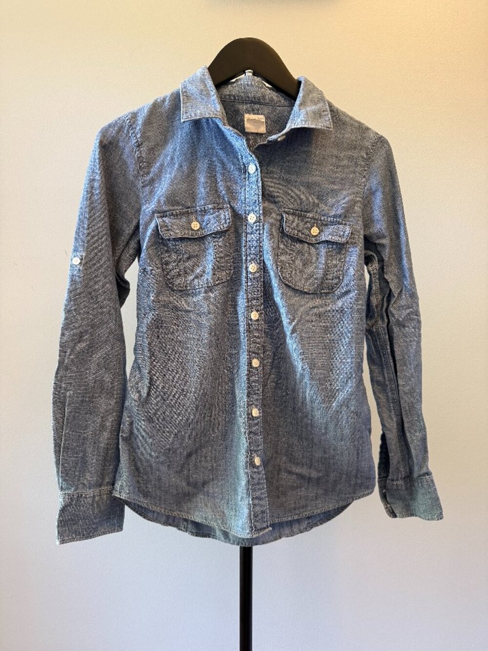Blue Chambray Long Sleeve Button-Up Shirt Size XS | J.Crew Style